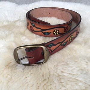 Vintage leather festival belt floral